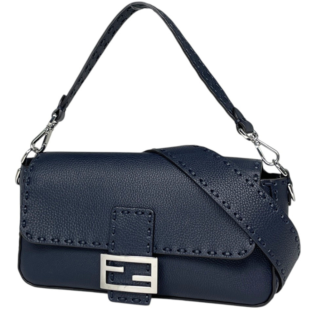Fendi Selleria Mamma Bucket 2-Way Leather Handbag, Navy, 8BR600, Women's
